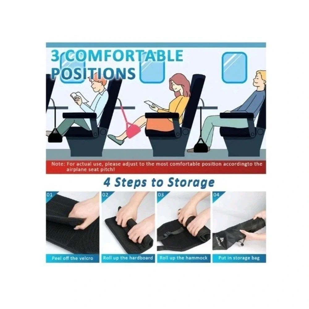 Portable Foot Hammock for Airplane Travel Wide Footrest Leg Rest Essentials